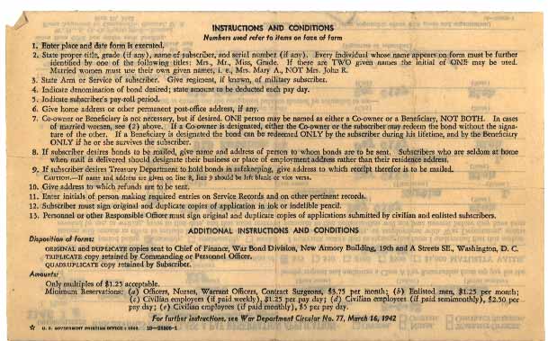 War Savings Bond App (back)