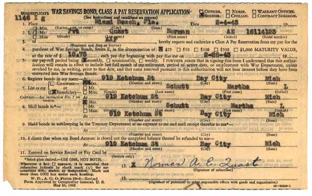 War Savings Bond App (front)